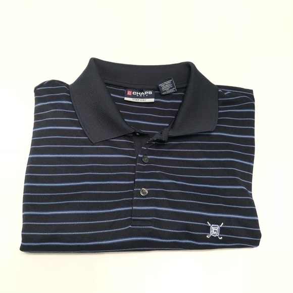 Chaps Mens Golf Polo, Blue Large - Picture 1 of 8